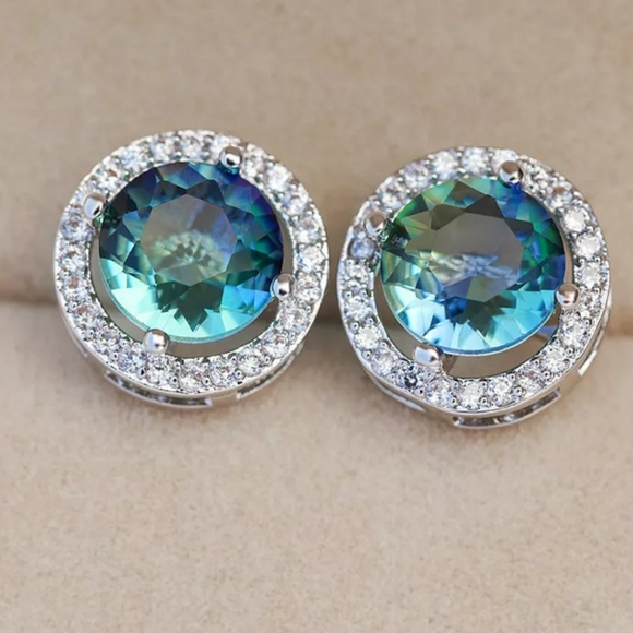 🎀18k Gradient Fire Crystal Earrings - Picture 5 of 8